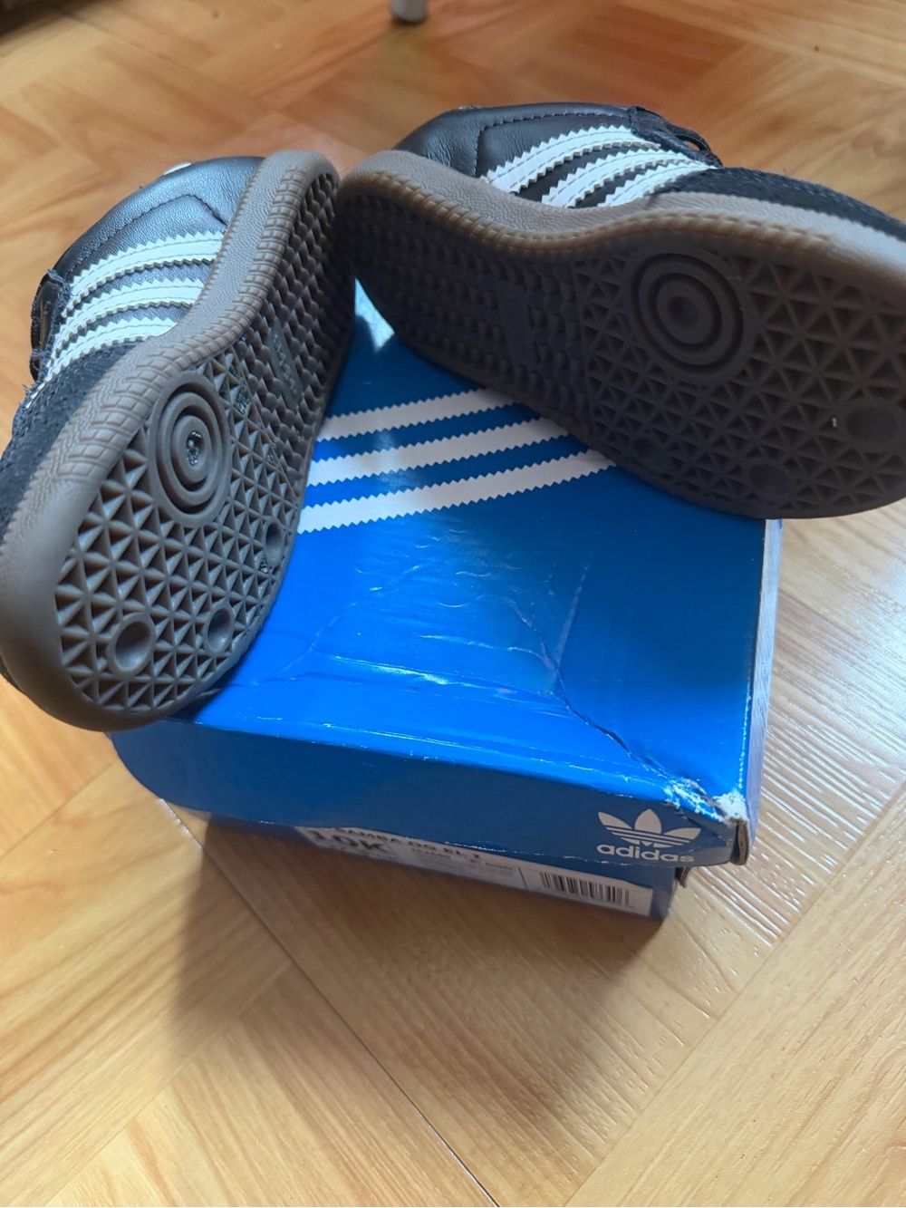 adidas Kids Black Sneakers with White Stripes - Picture 2 of 3